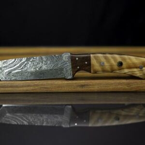 Damascus Tanto Blade with Olivewood and Rosewood Handle