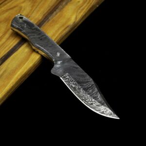 Damascus Fixed Blade with Clear Acrylic Handle