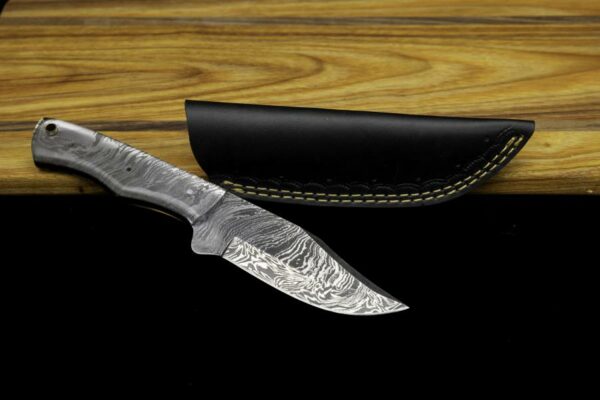 Damascus Fixed Blade with Clear Acrylic Handle