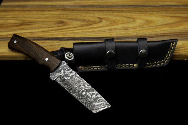 Damascus Tanto Blade with Rosewood Handle