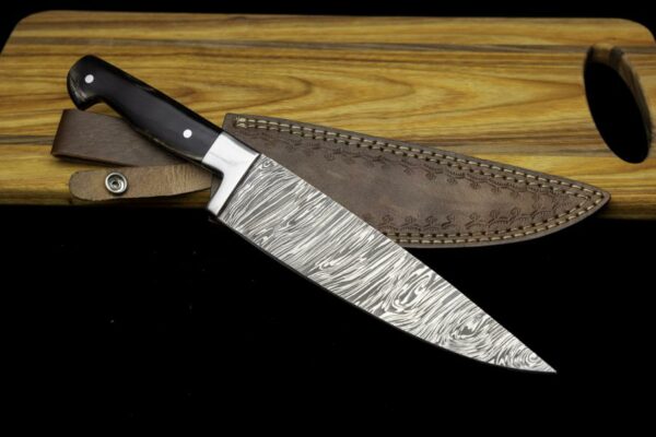 8 1/2 inch Damascus Chef Knife with Buffalo Horn Handle